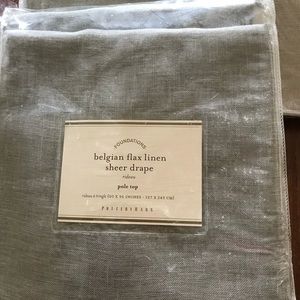 NWT Lt Gray Belgian Flax Linen sheer drapery panel